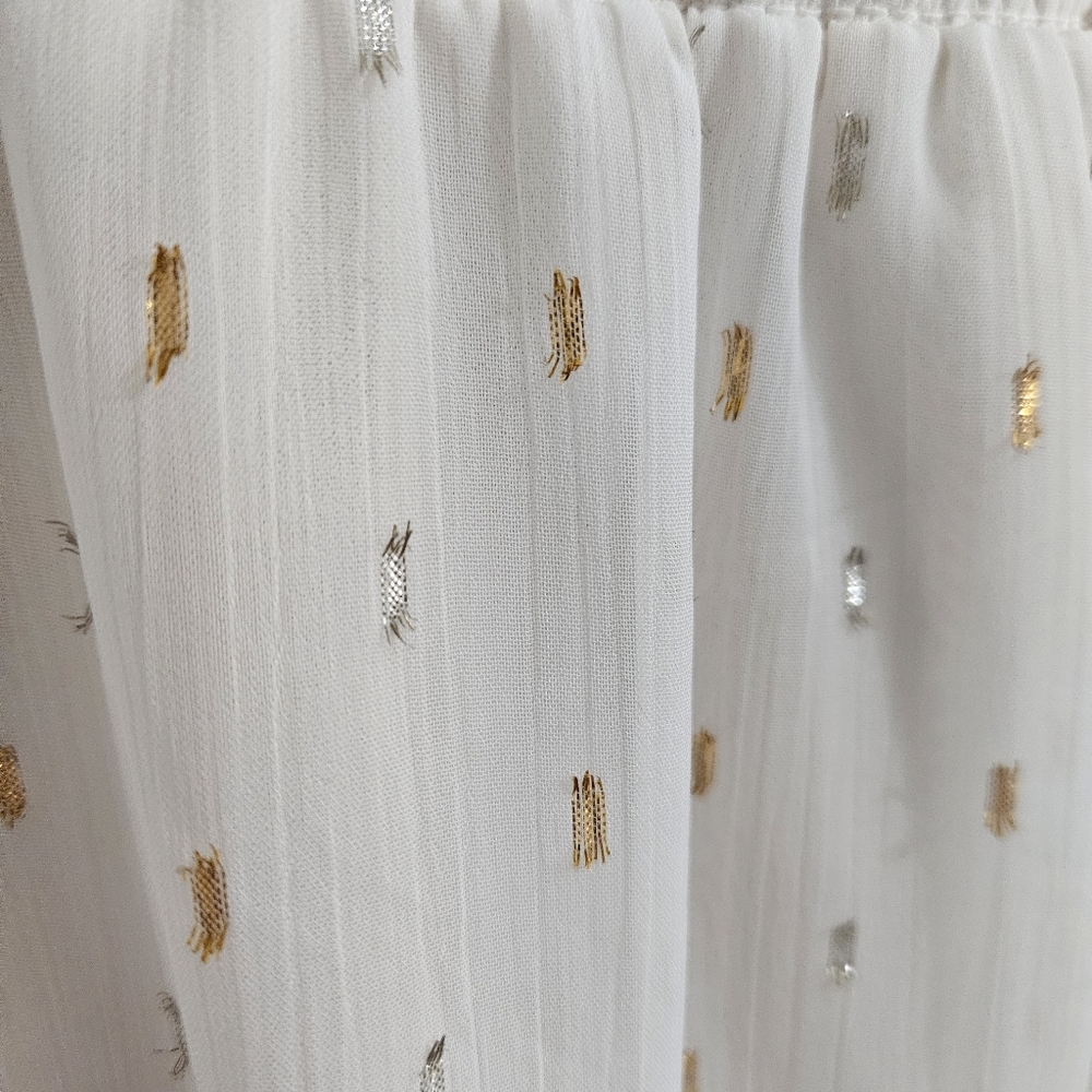 Altar’d State White Smocked Dress Gold Dot Tiered Size M Cottage Fairy Boho - Picture 8 of 14